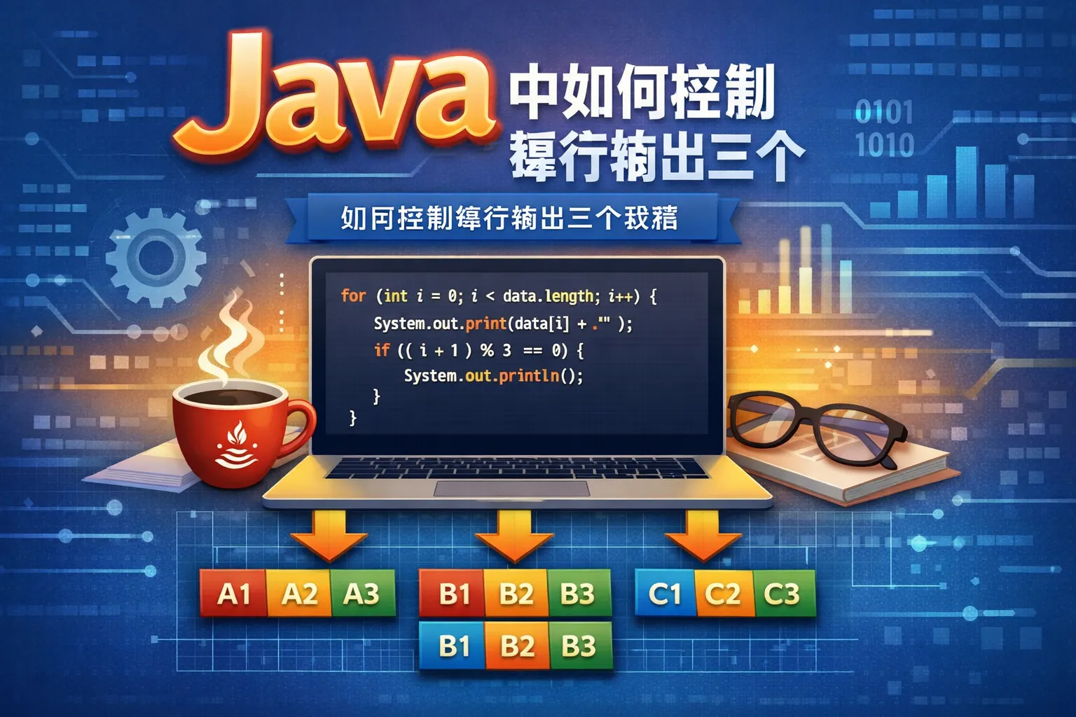 Java中如何控制每行输出三个