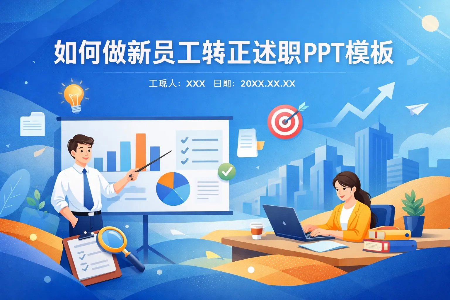 如何做新员工转正述职ppt模板