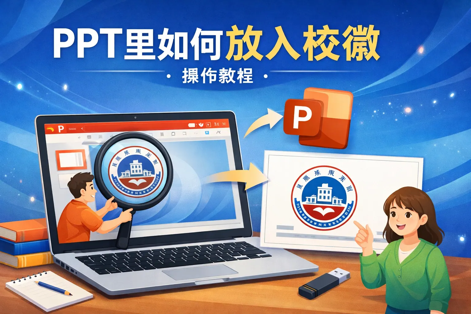 ppt里如何放入校徽