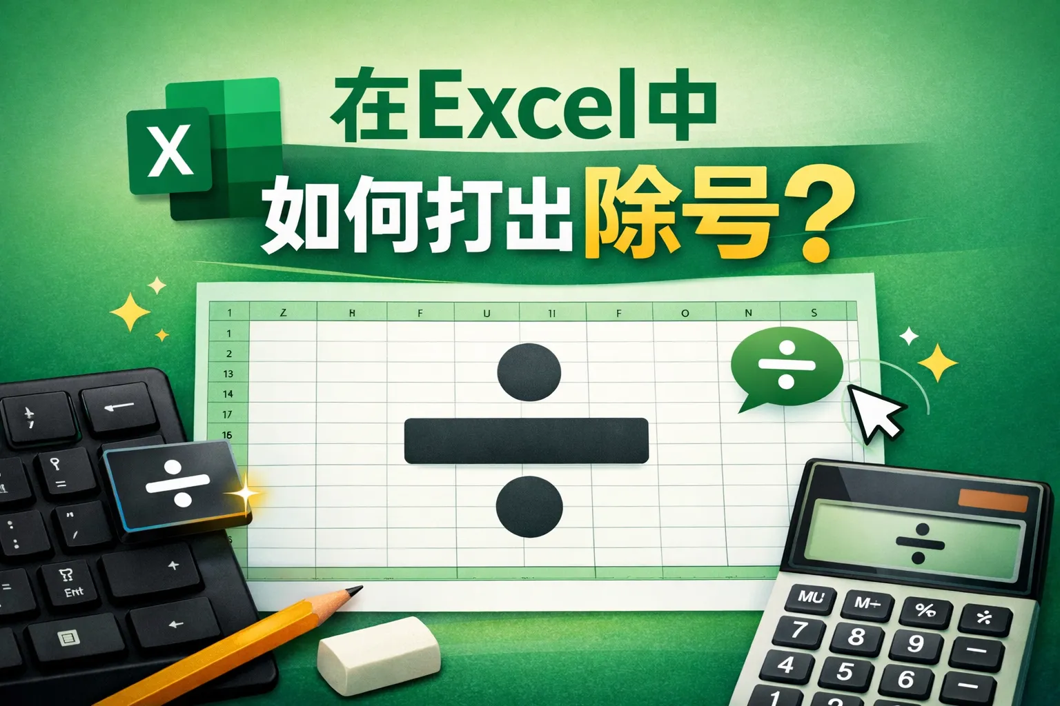 在excel中如何打出除号