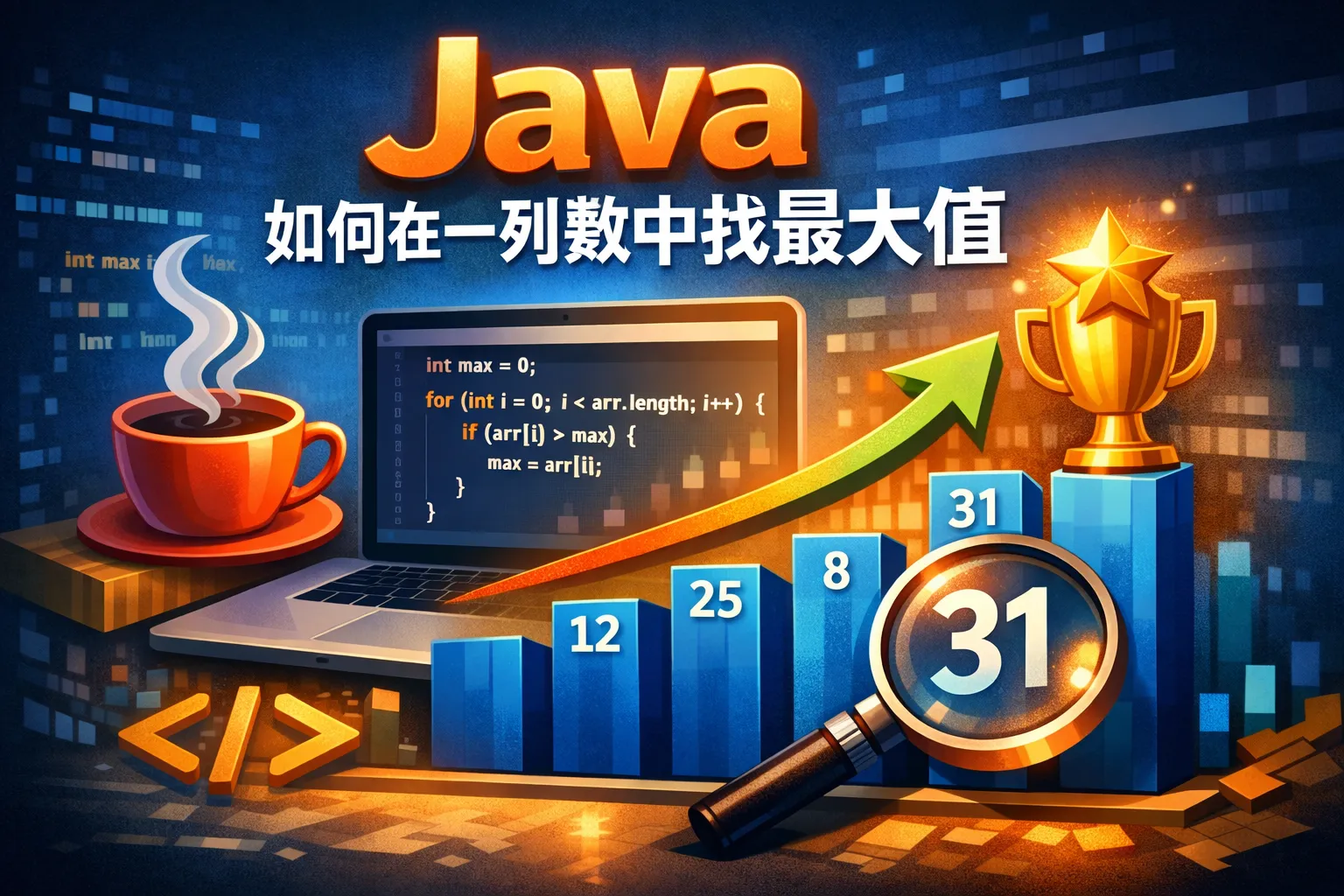 java如何在一列数中找最大值