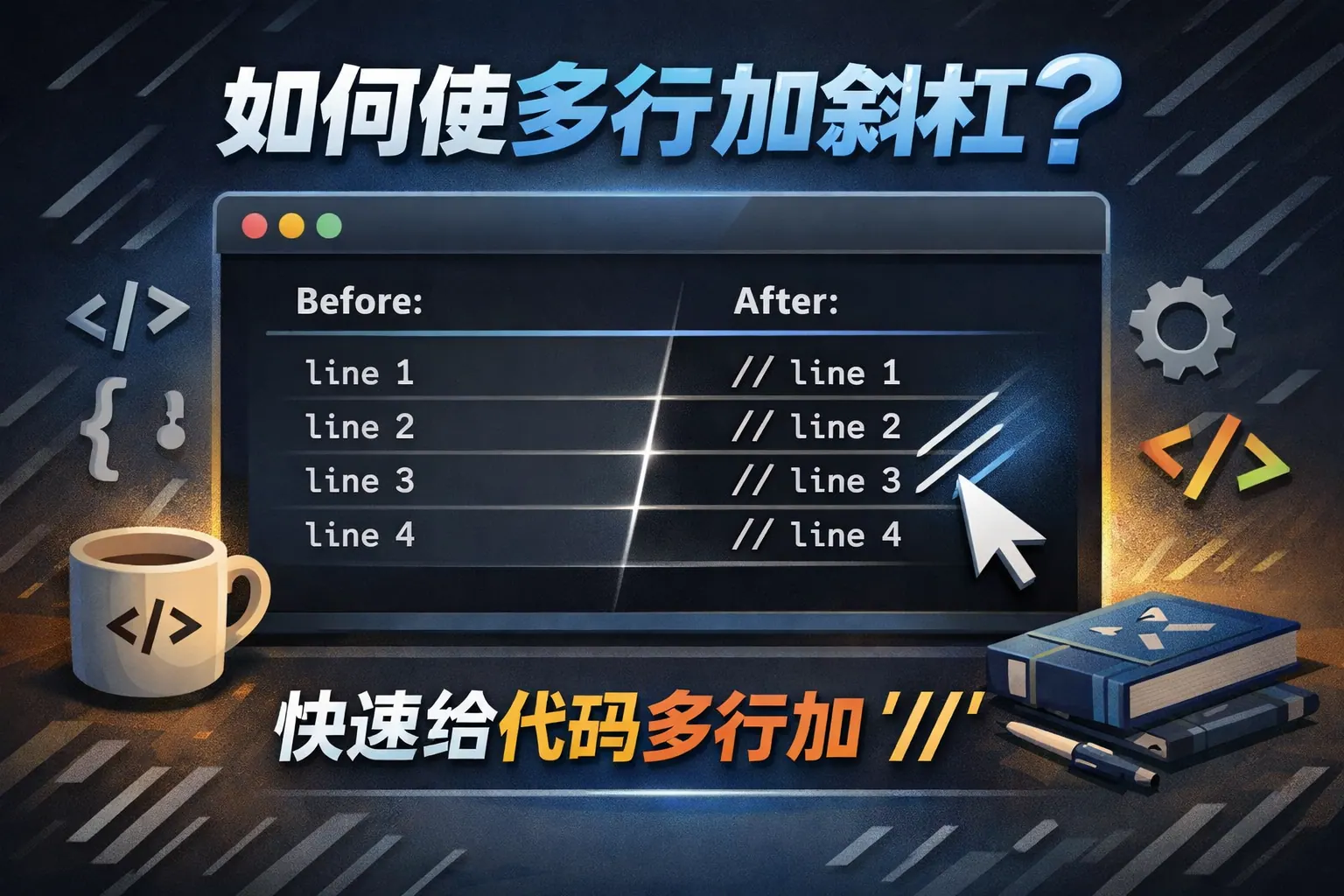 写代码如何使多行加斜杠