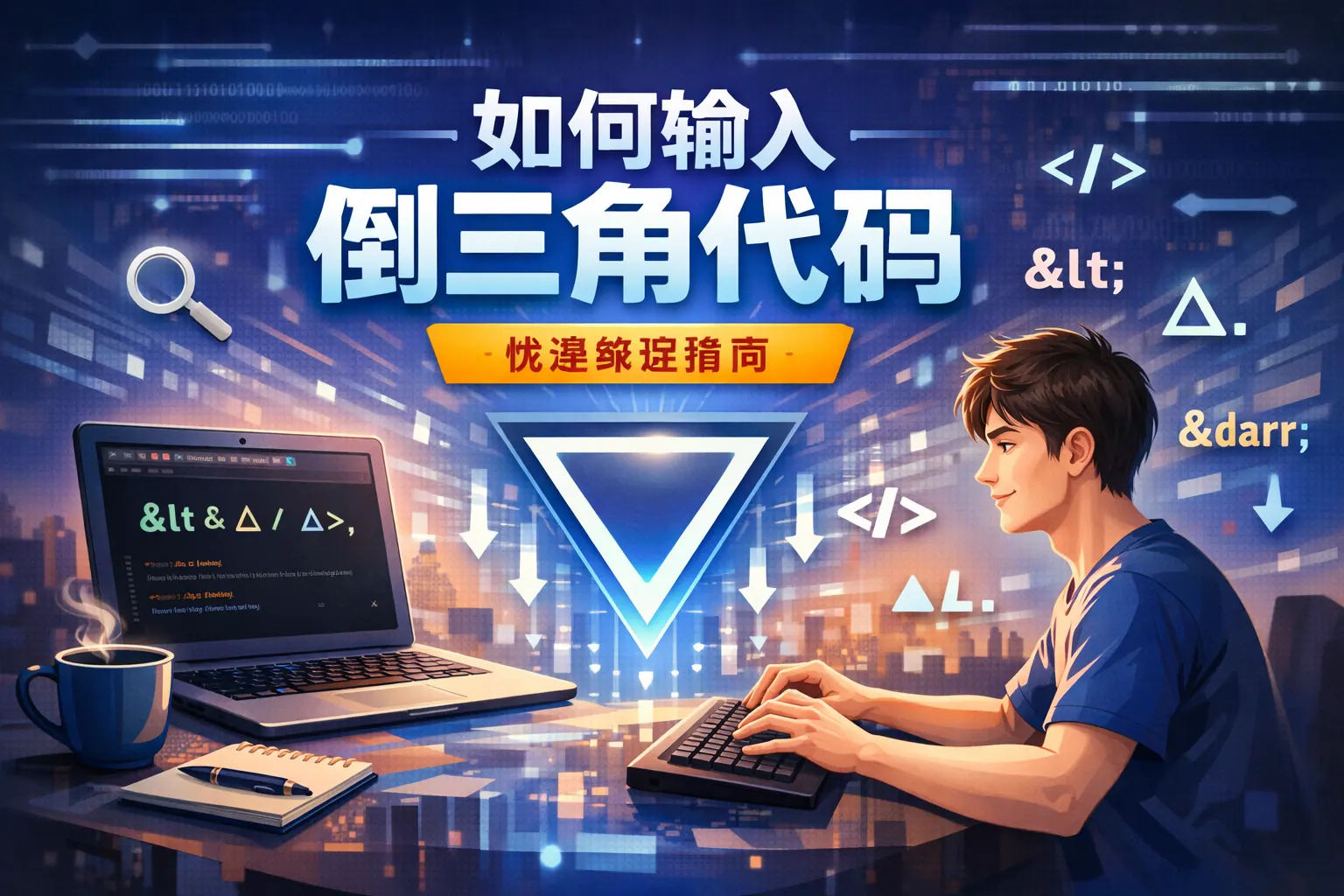 如何输入倒三角代码