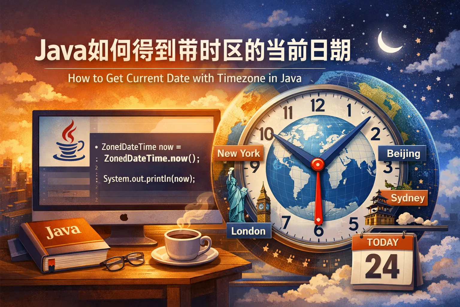 java如何得到带时区的当前日期