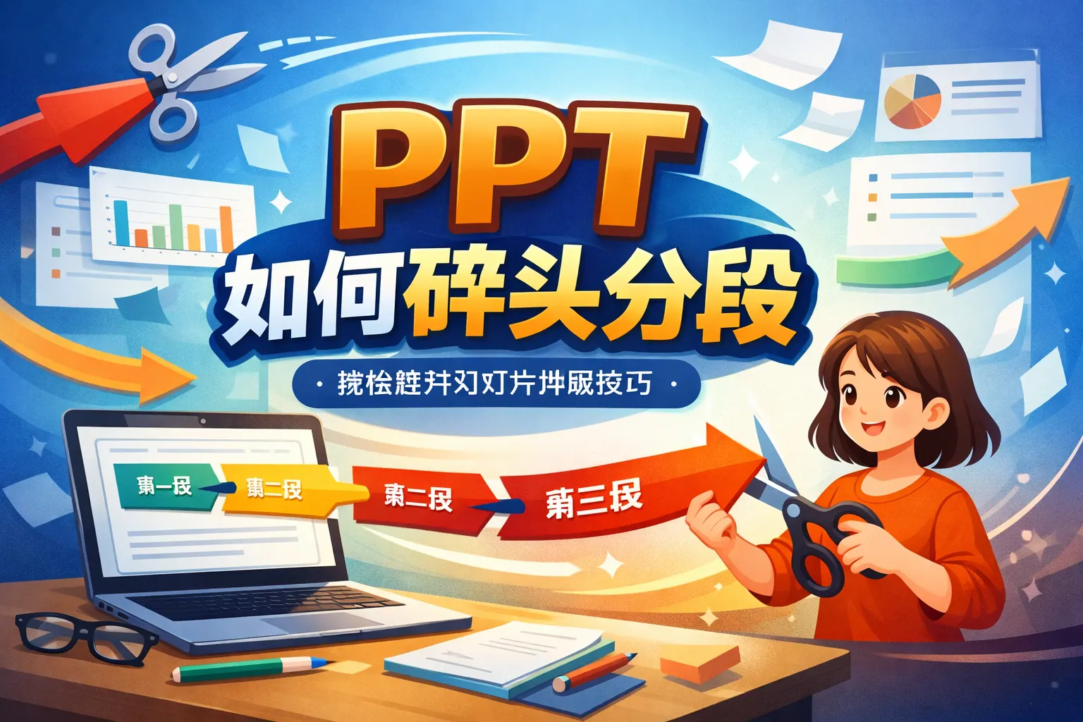 PPT如何剪头分段