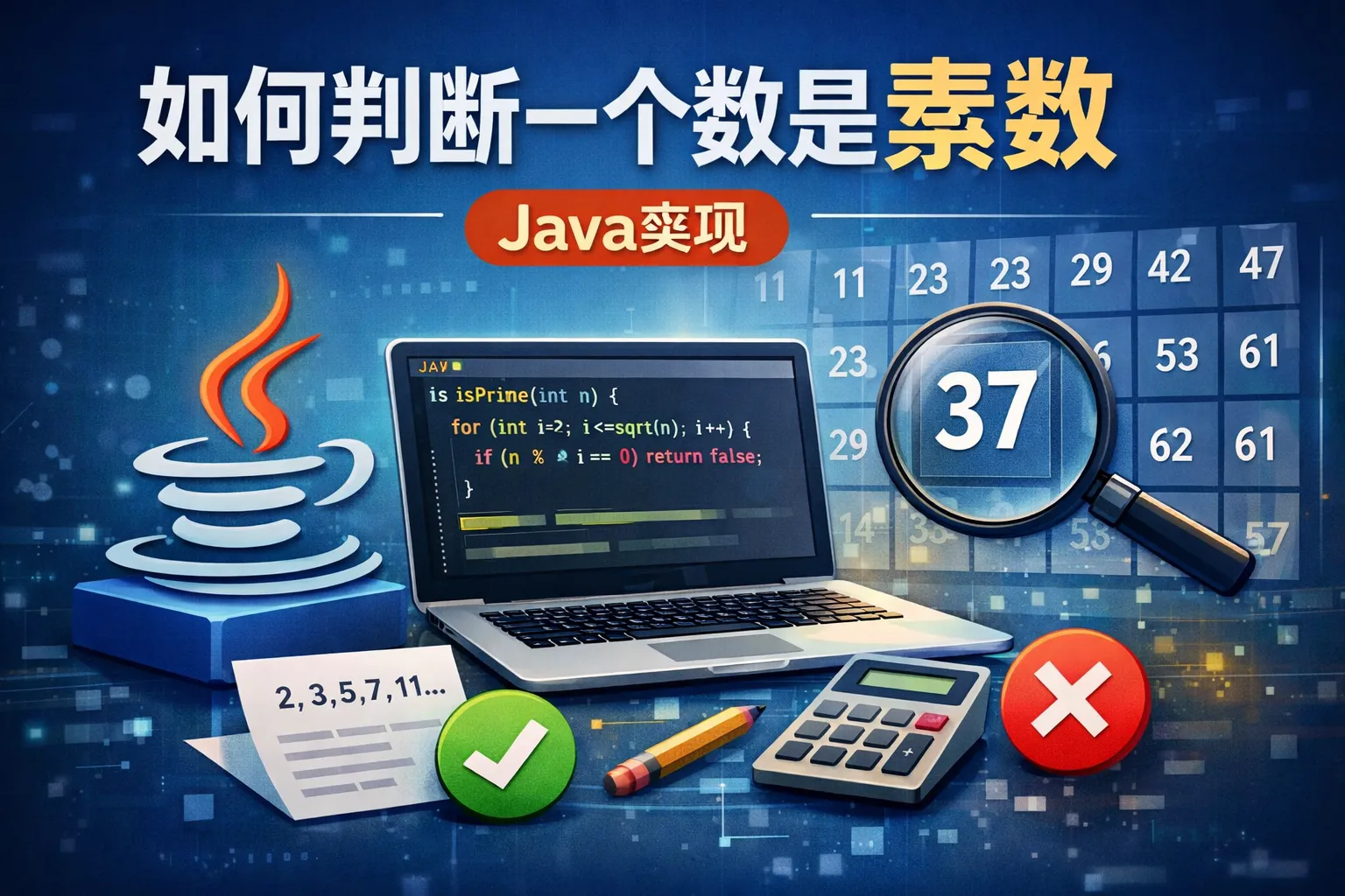 如何判断一个数是素数java