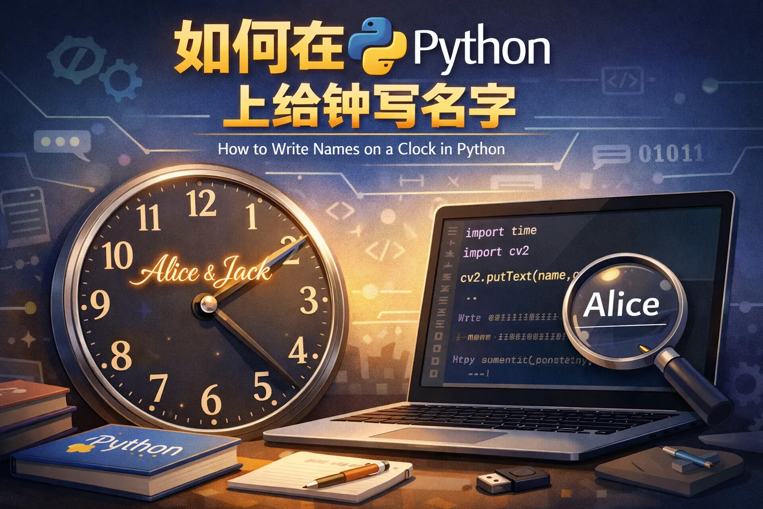 如何在Python上给钟写名字