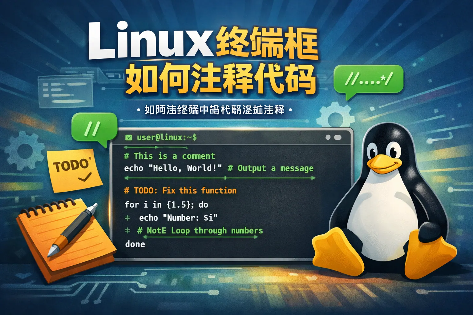 linux终端框如何注释代码