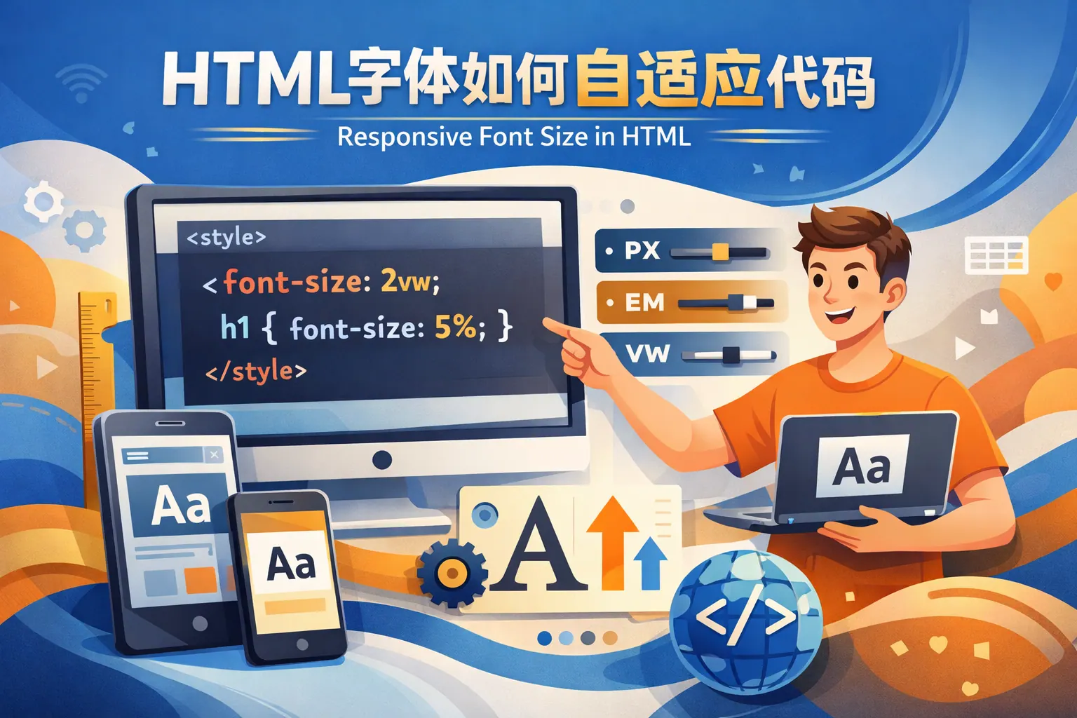 html字体如何自适应代码