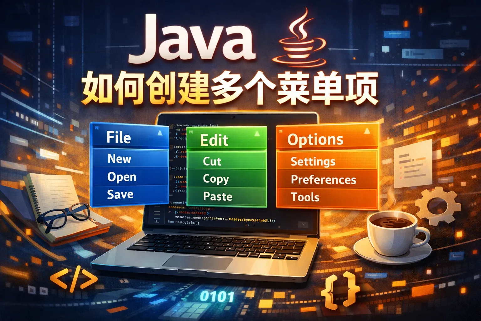 java如何创建多个菜单项