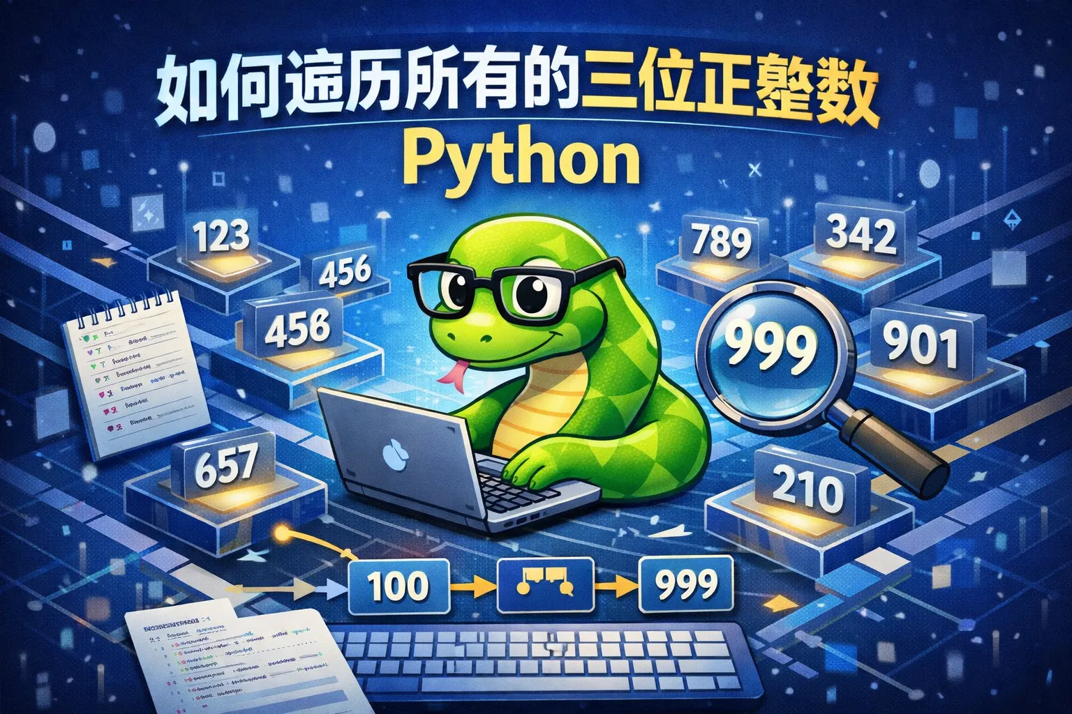 如何遍历所有的三位正整数python