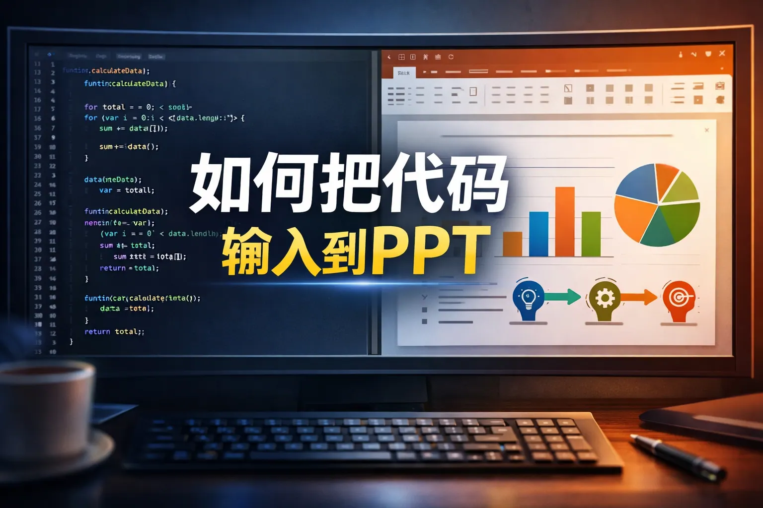 如何把代码输入到ppt