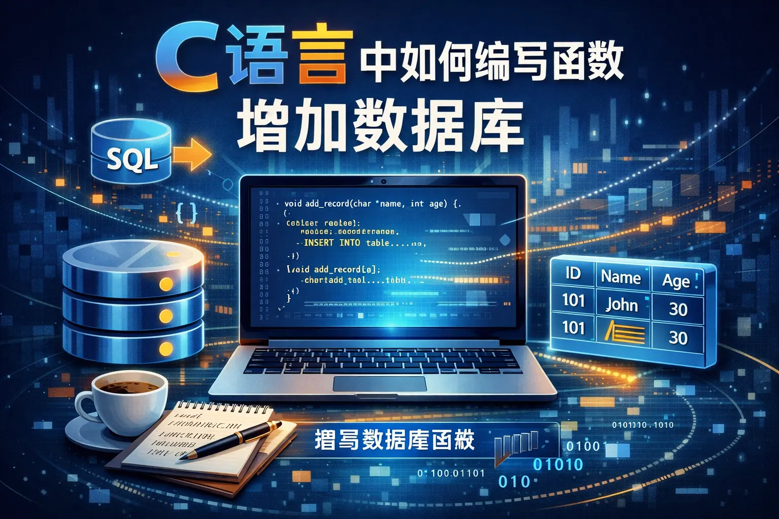 c语言中如何编写函数增加数据库