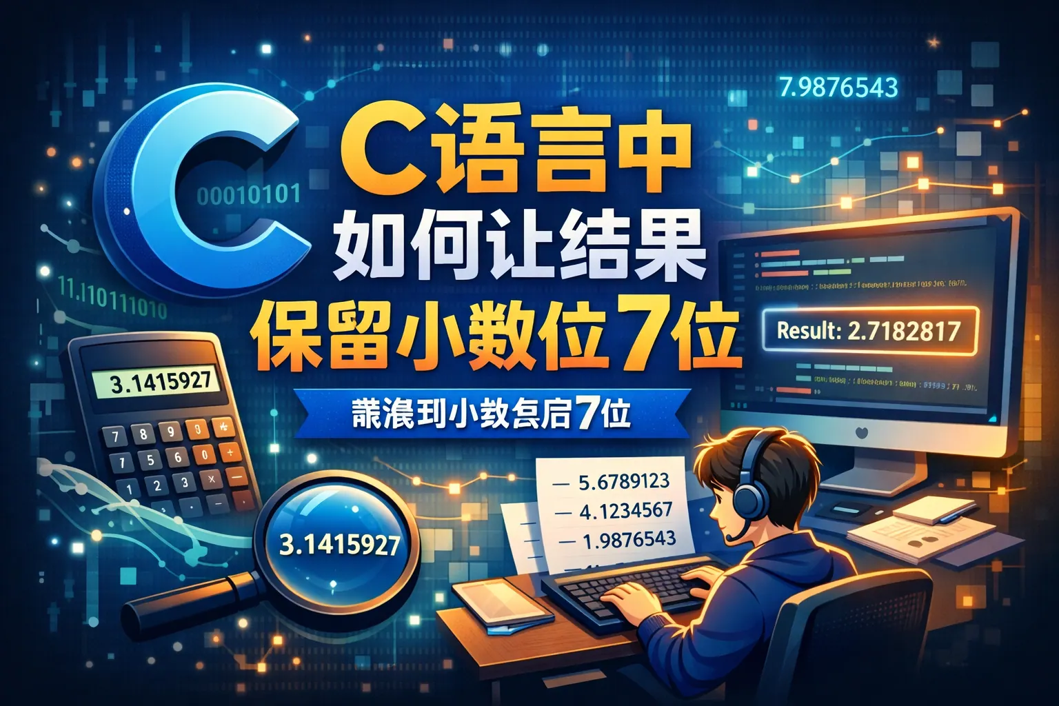 c语言中如何让结果保留小数位7位