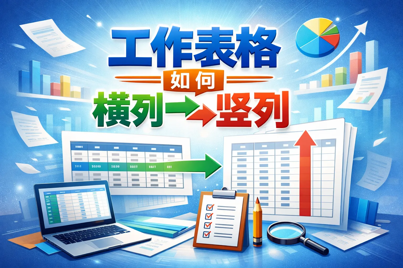 工作表格如何横列变竖列