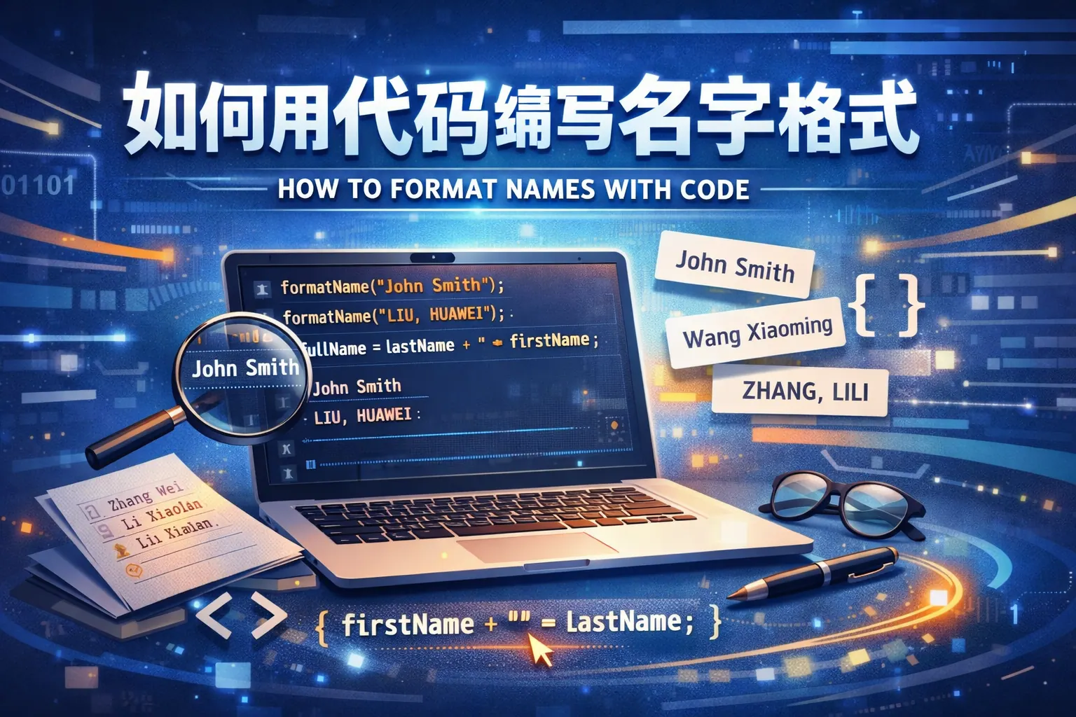 如何用代码编写名字格式