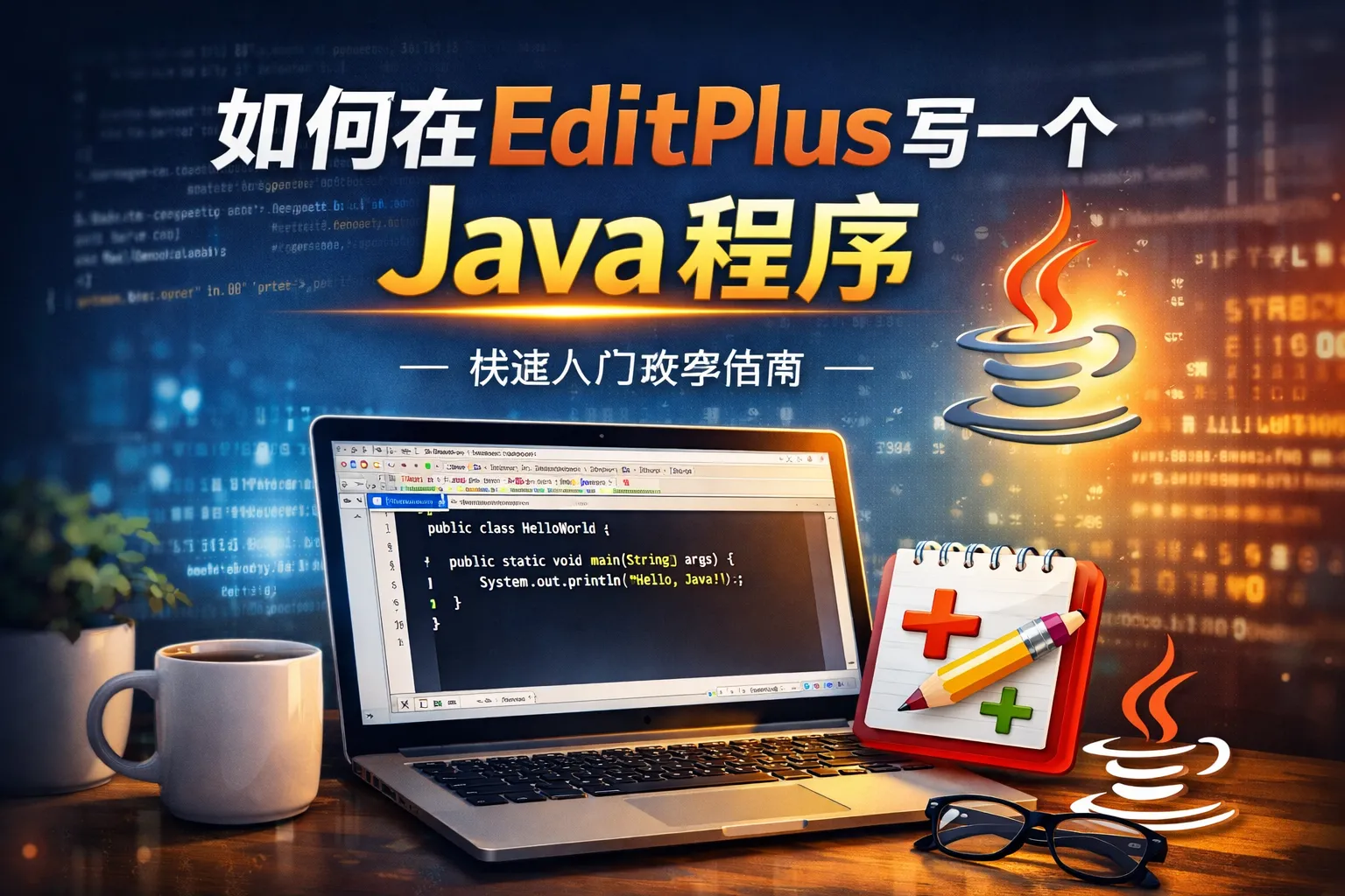 如何在editplus写一个java程序