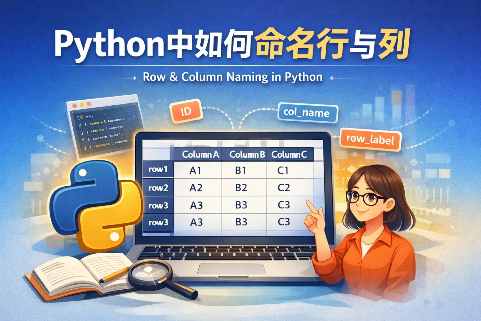 python中如何命名行与列