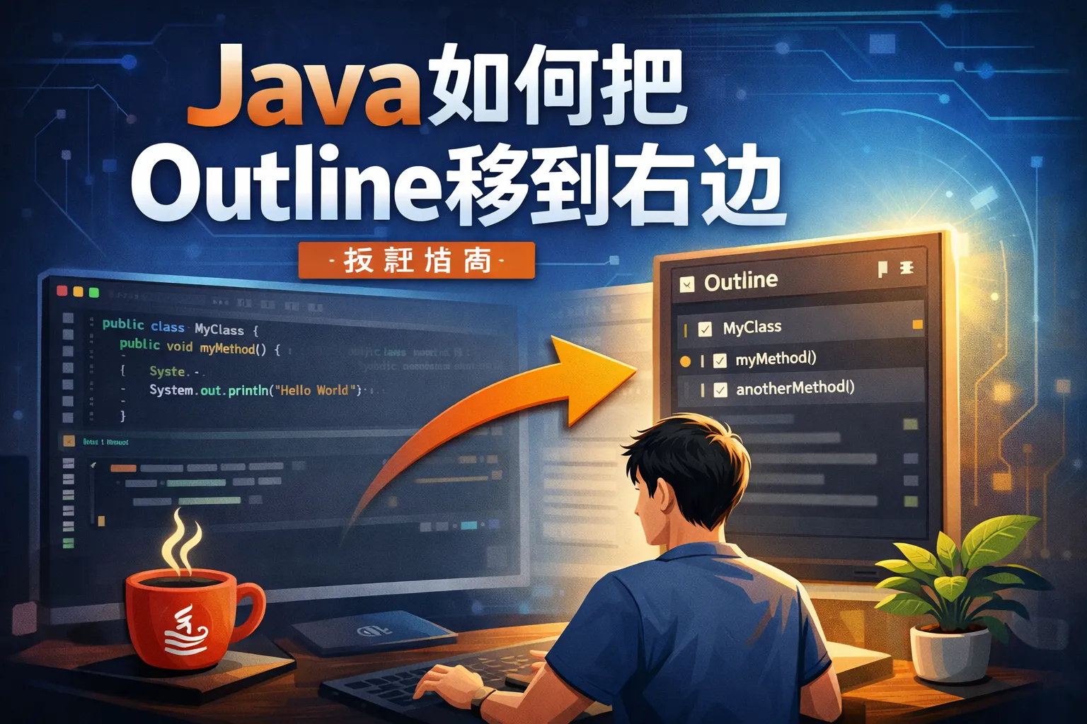 Java如何把outline移到右边