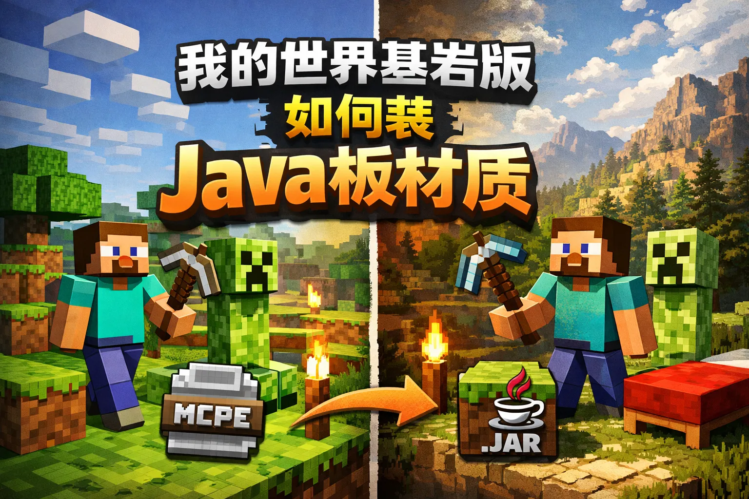 我的世界基岩版如何装java板材质