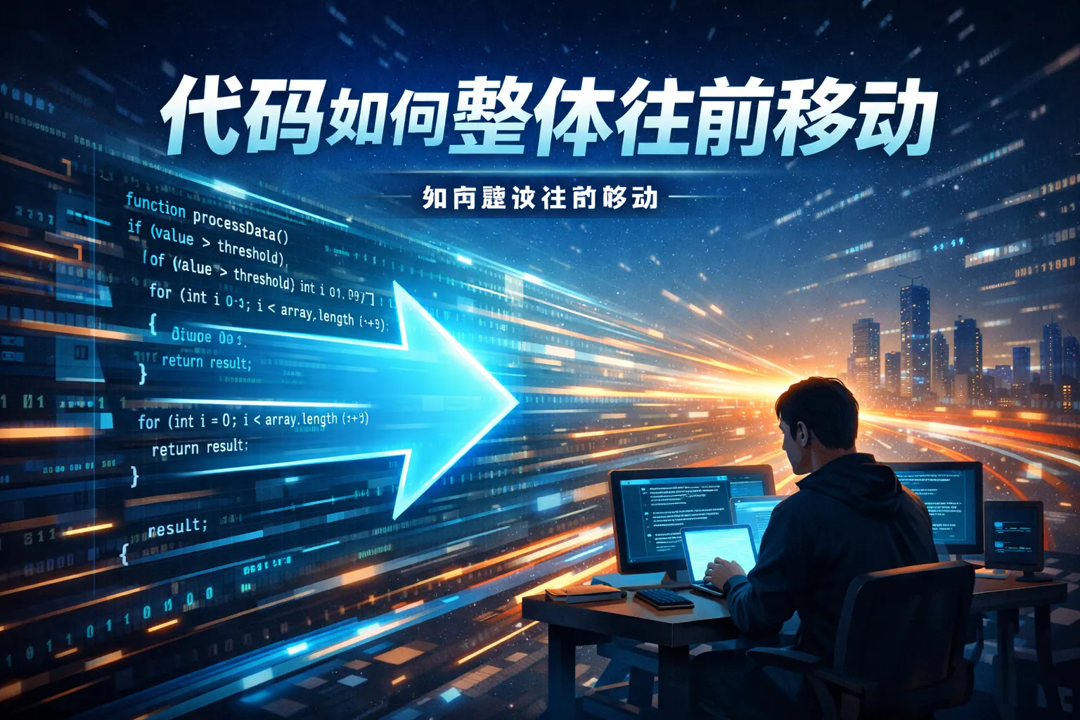 代码如何整体往前移动