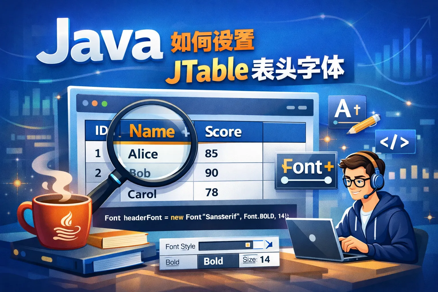 java如何设置jtable表头字体