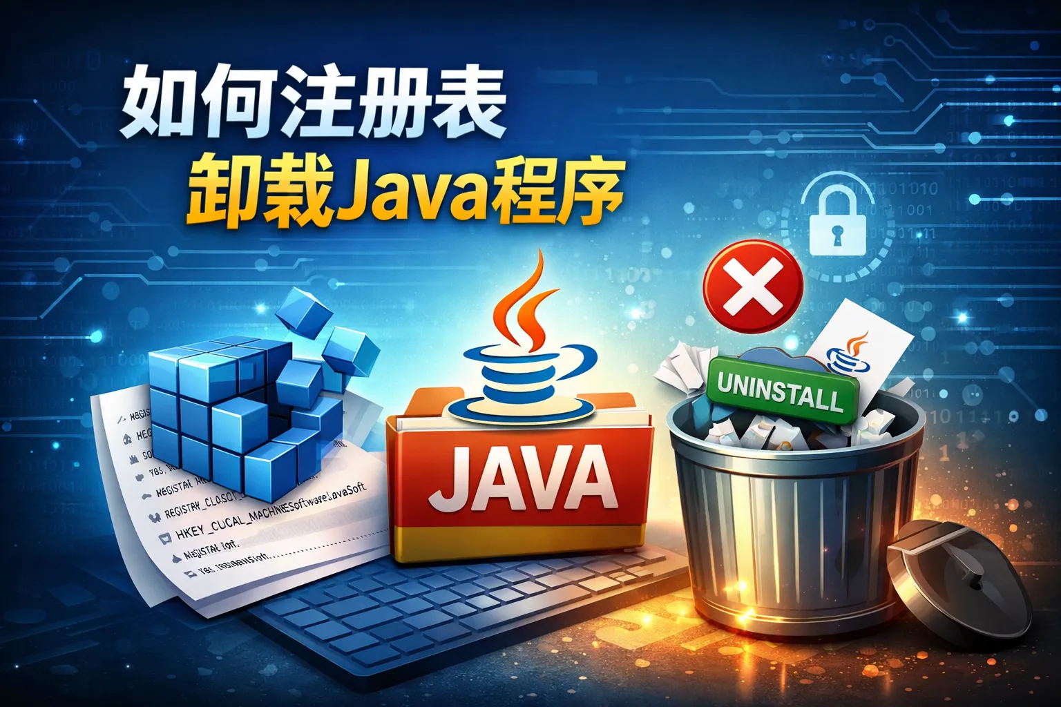 如何注册表卸载java程序