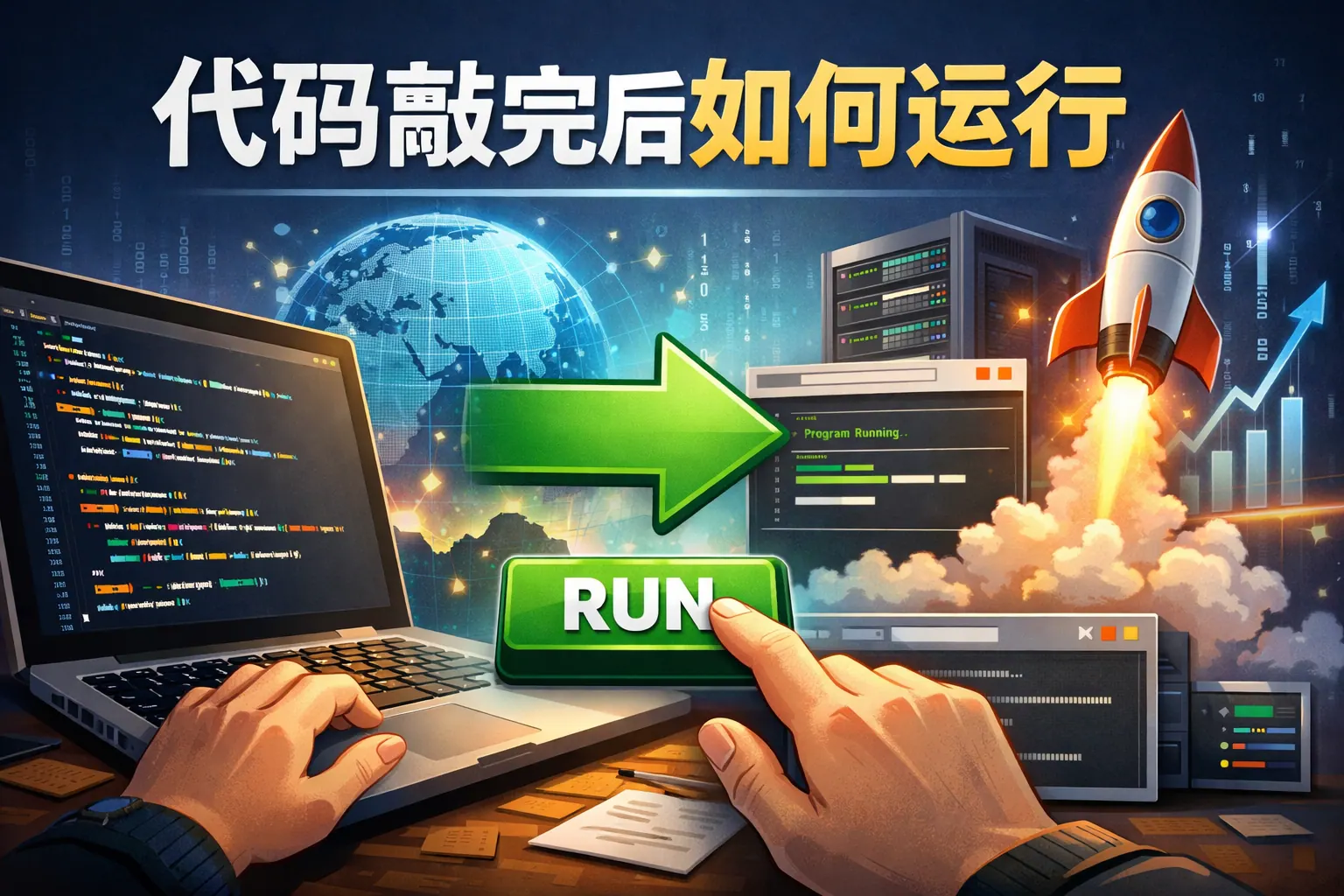 代码敲完后如何运行