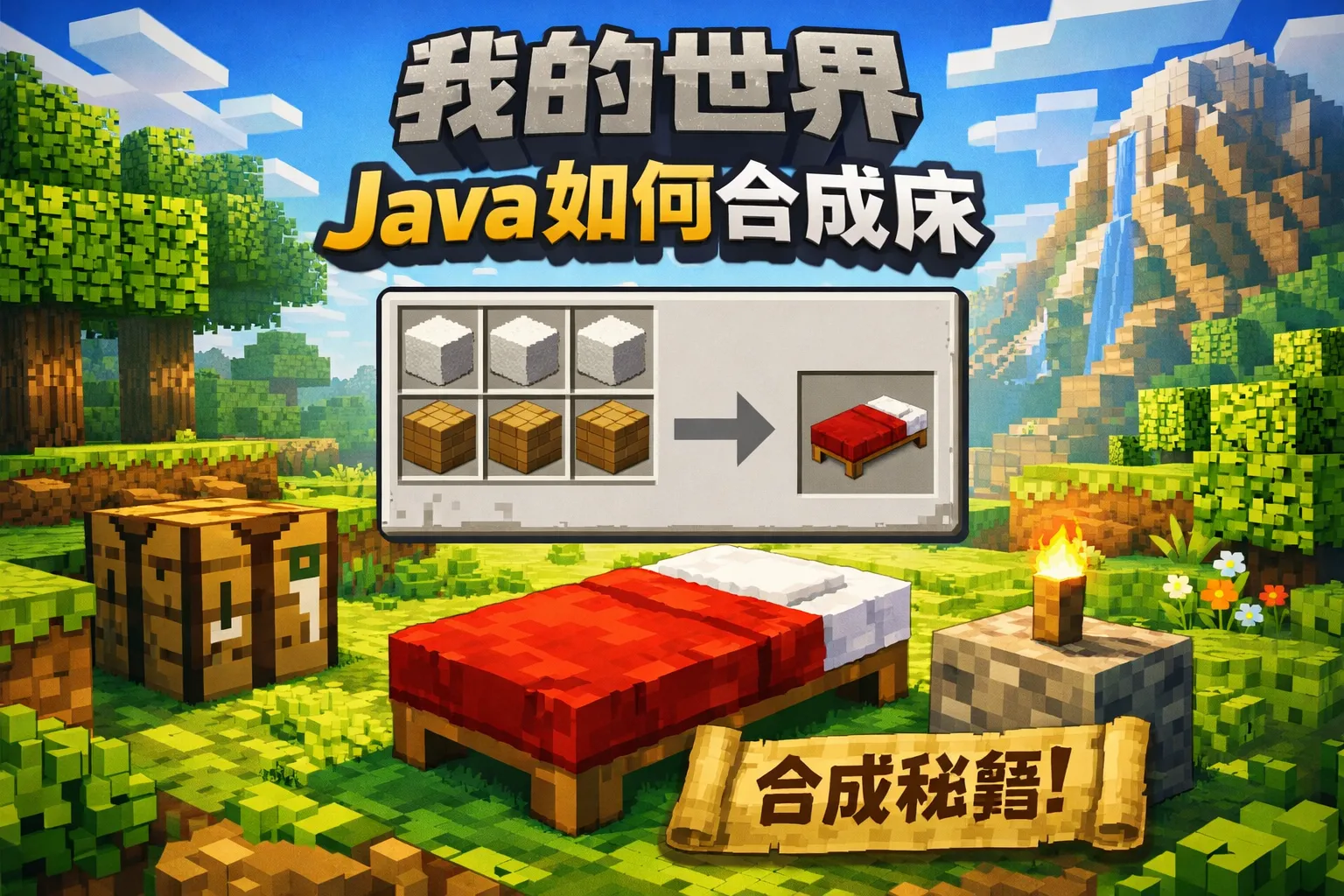 我的世界java如何合成床