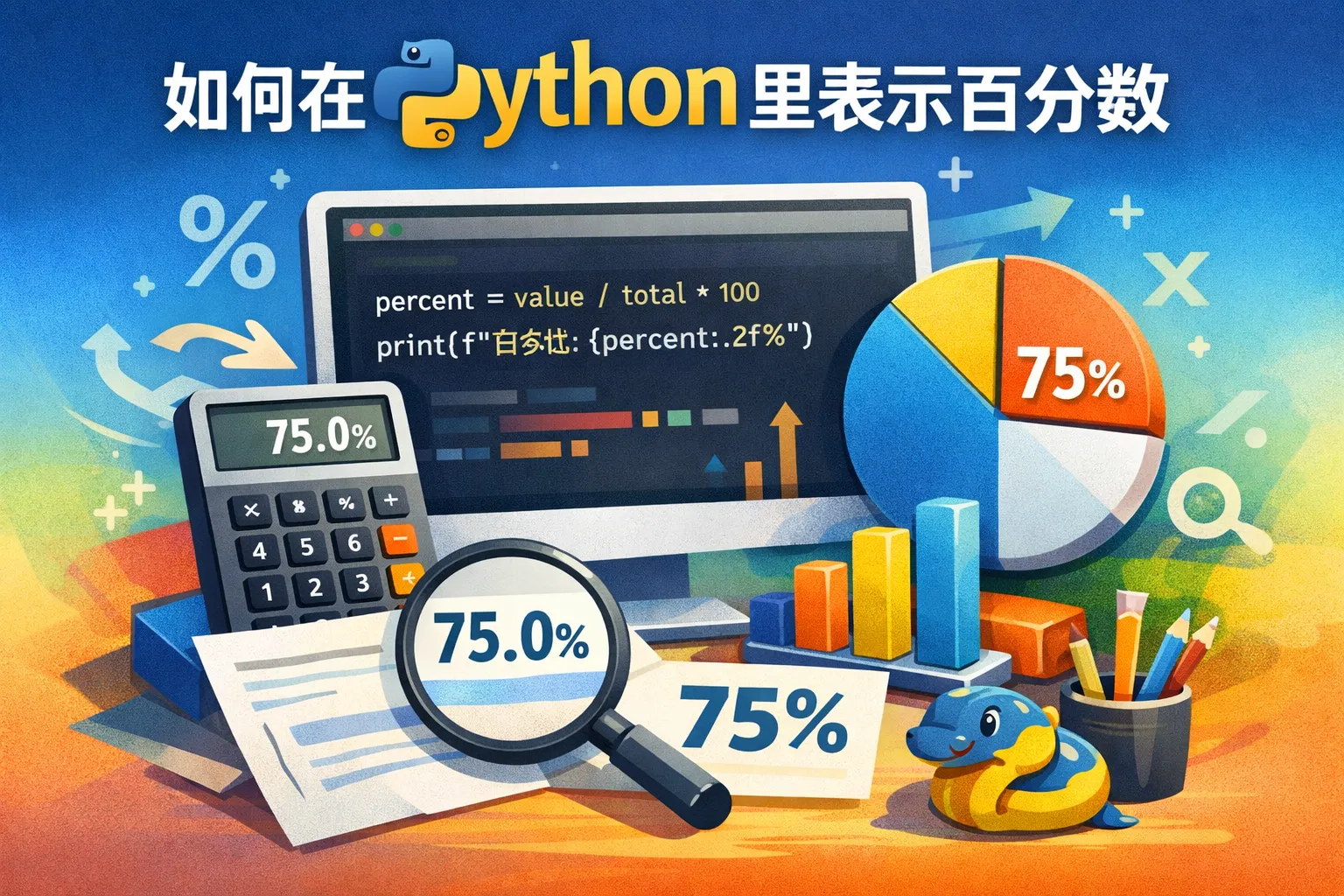 如何在python里表示百分数