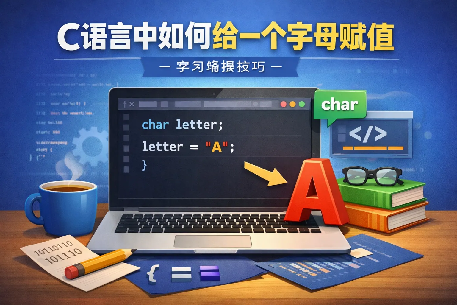 c语言中如何给一个字母赋值