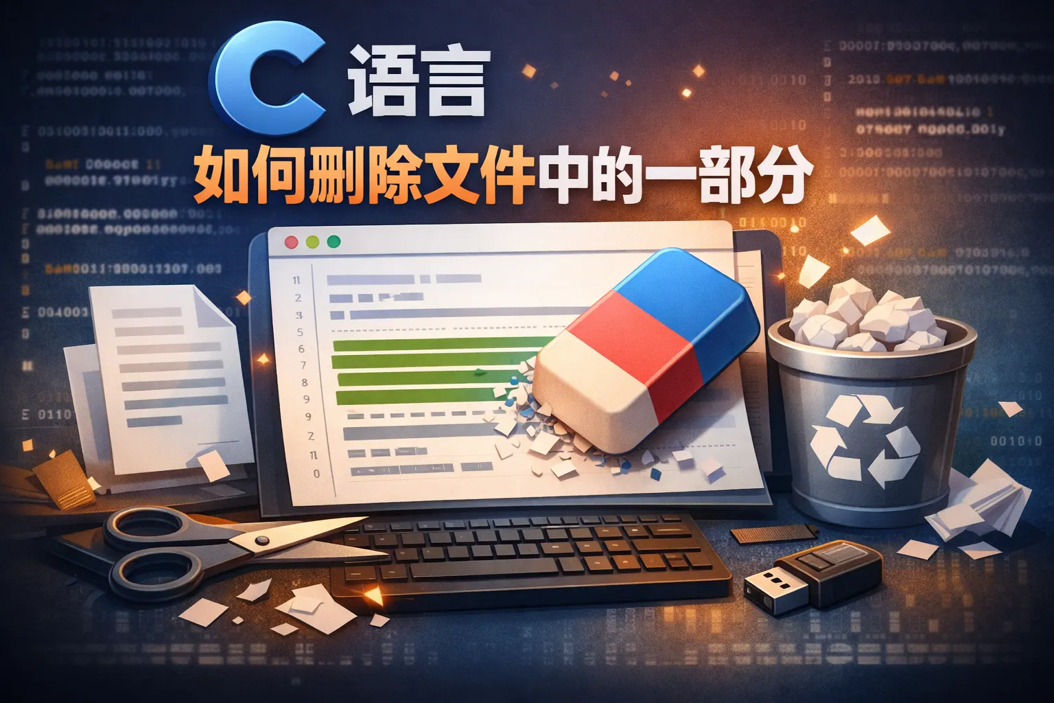 c语言如何删除文件中的一部分