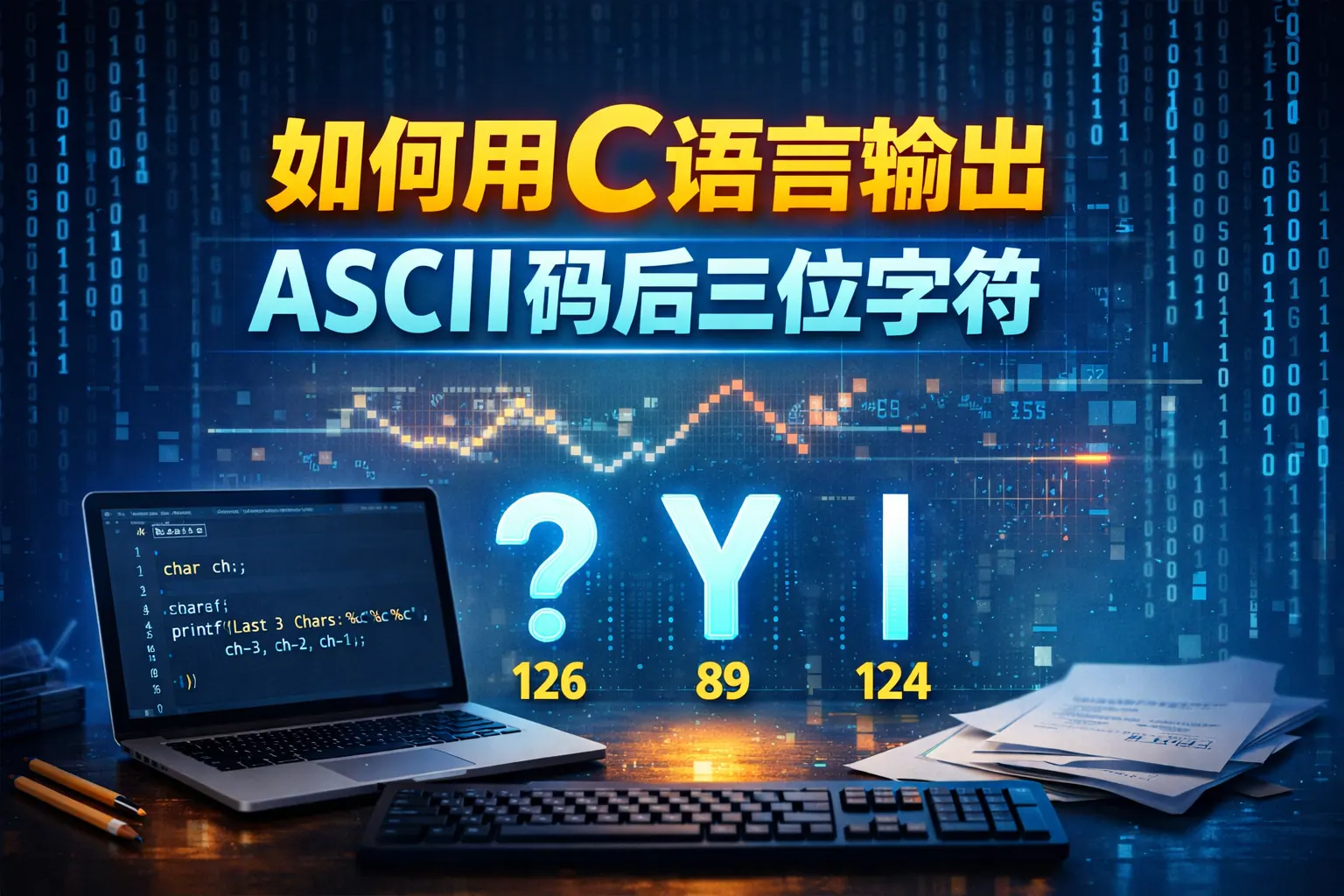 如何用C语言输出ASCI码后三位字符
