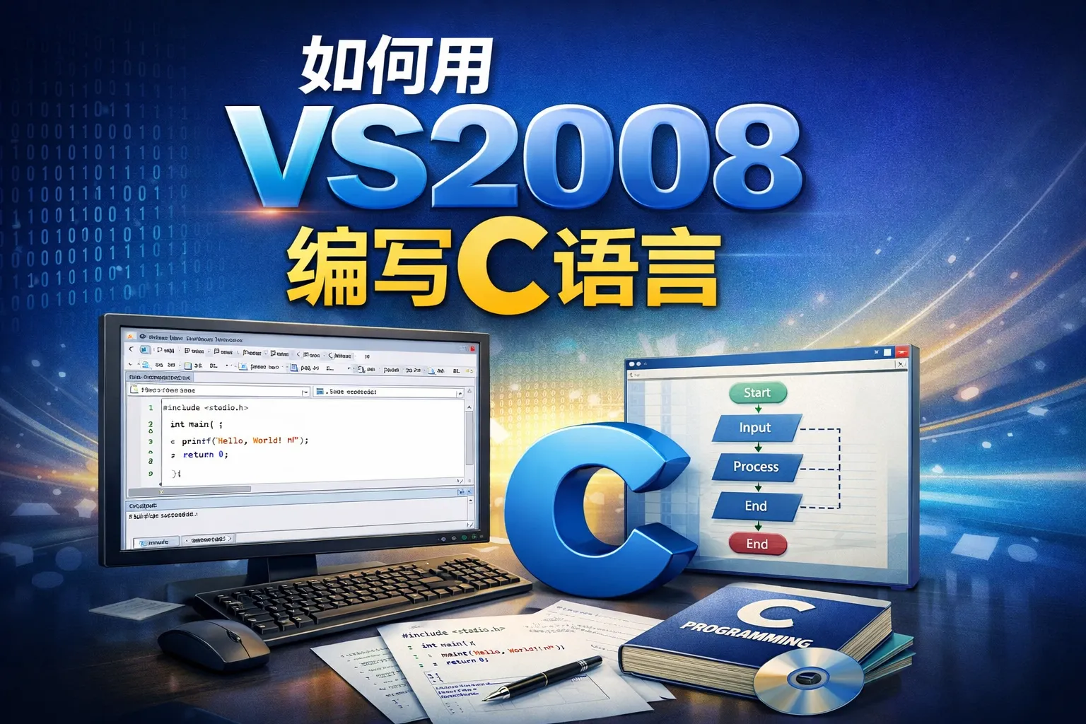 如何用vs2008编写c语言