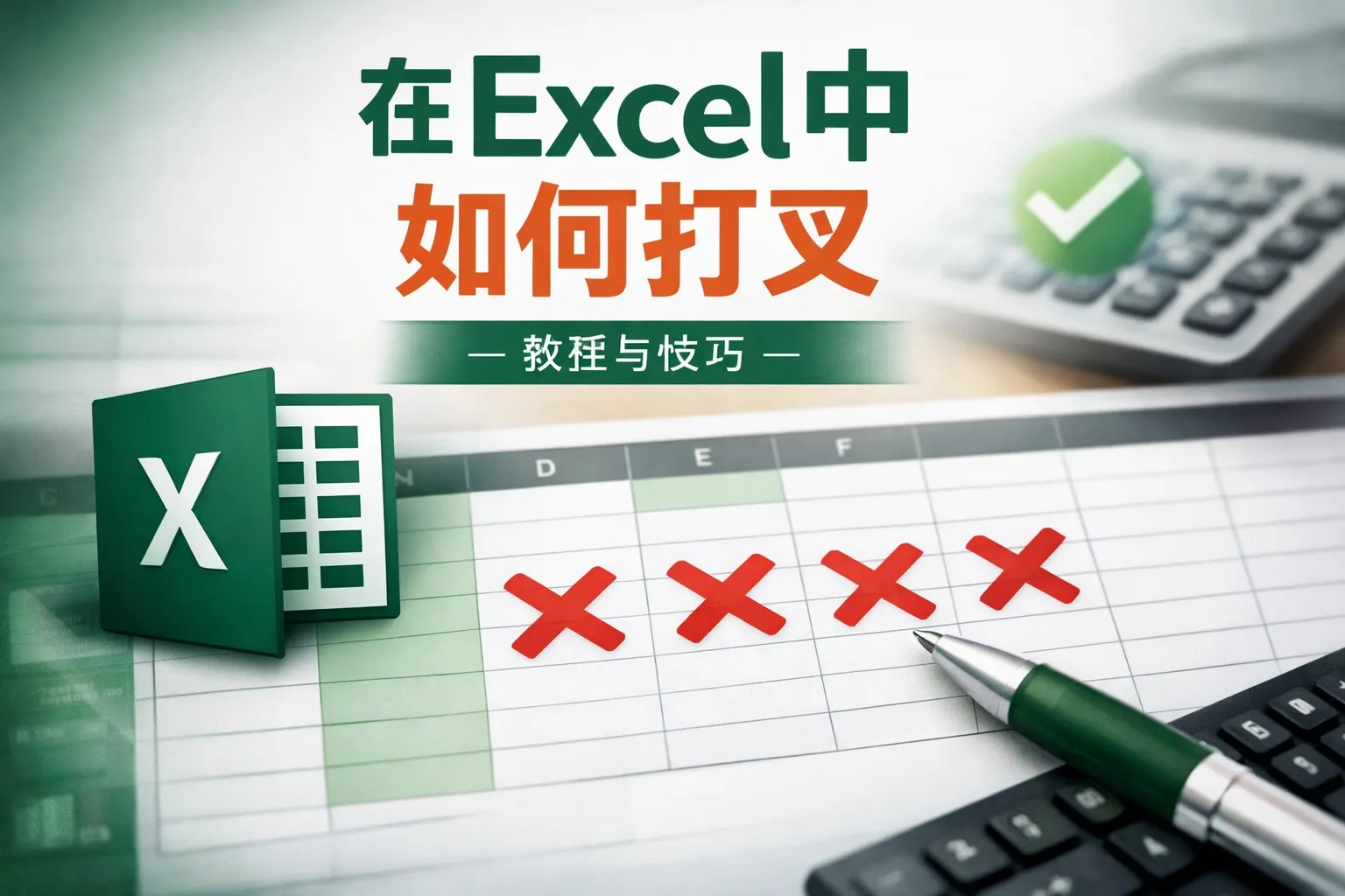 在excel中如何打叉