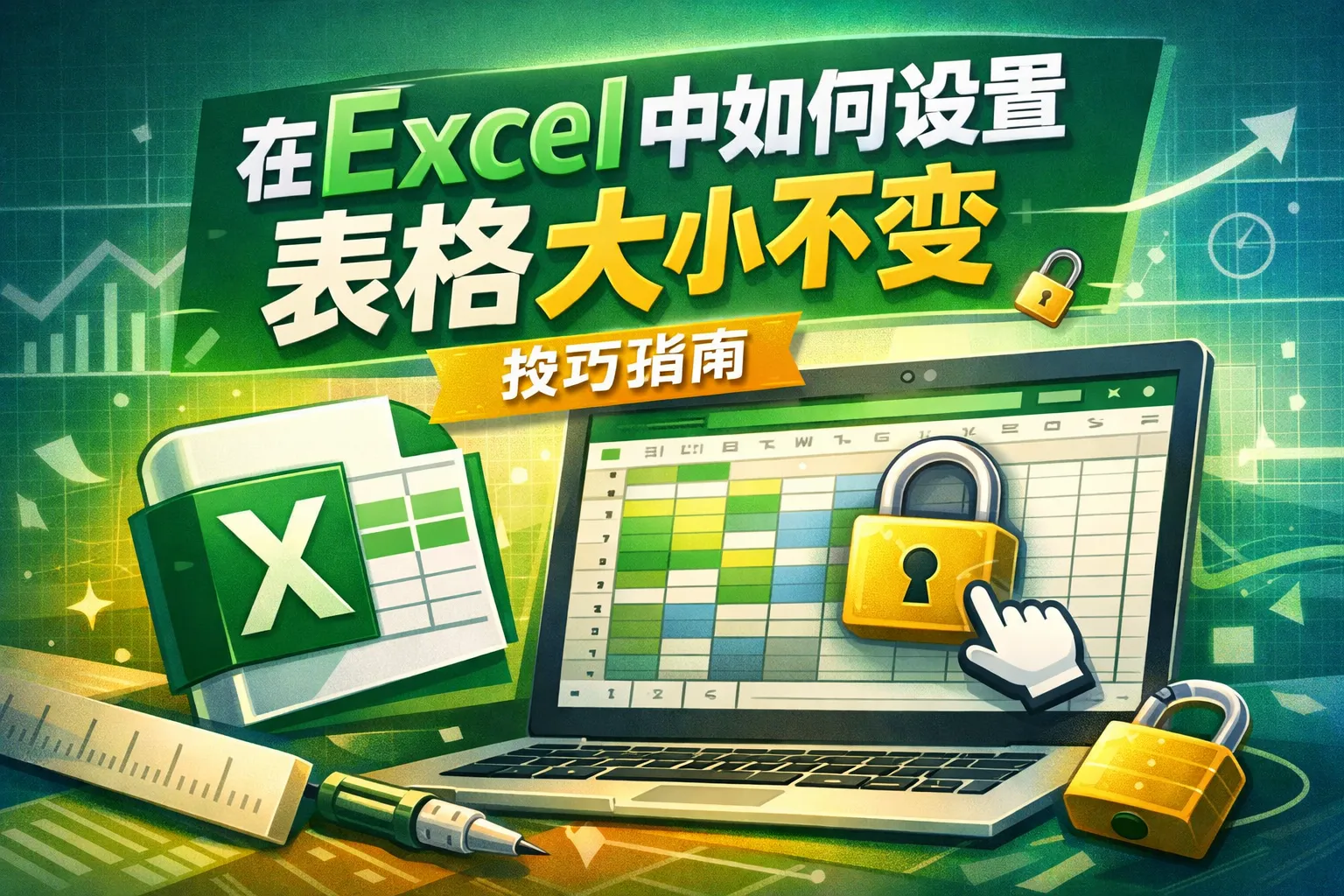 在excel中如何设置表格大小不变