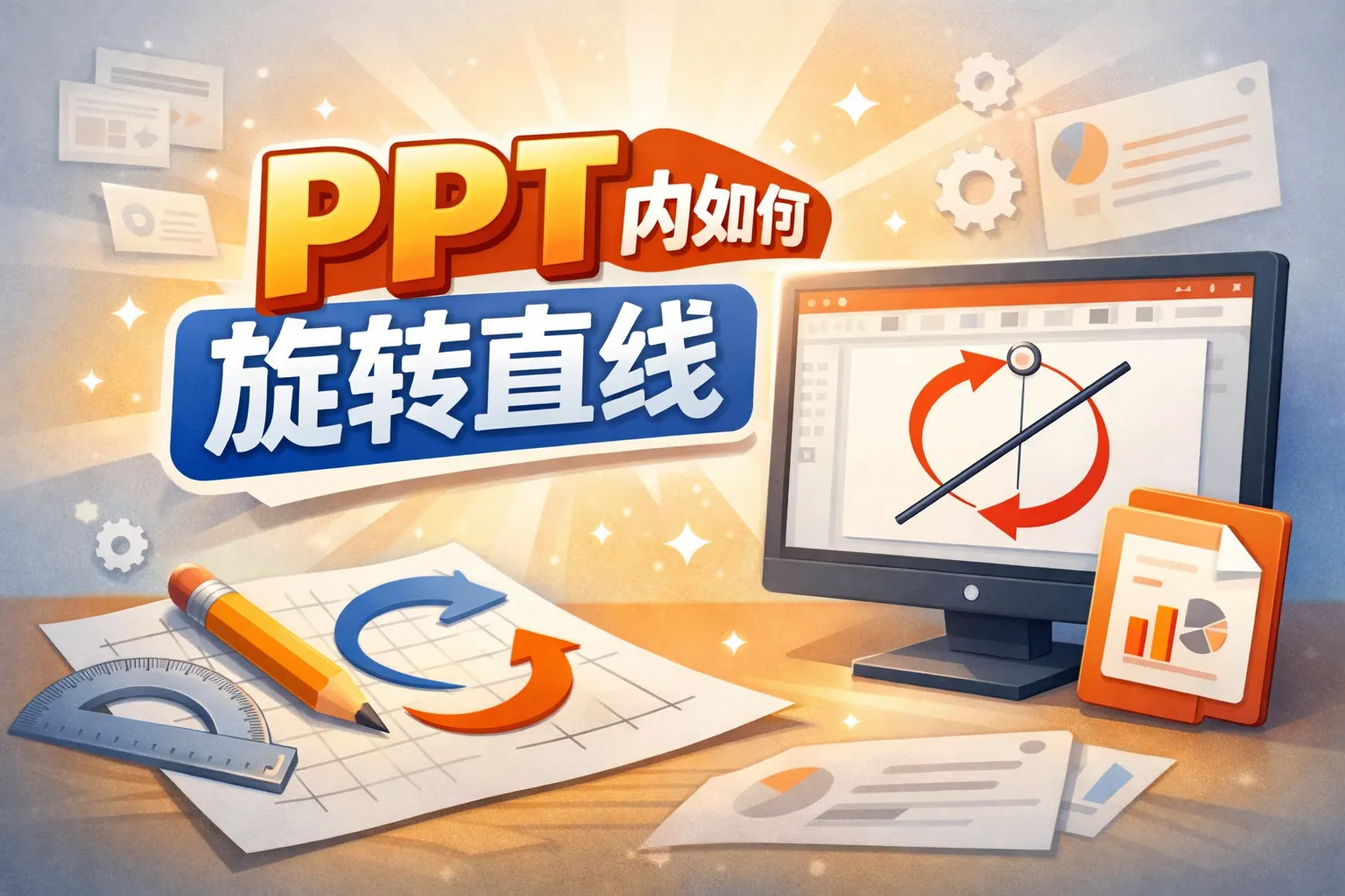 ppt内如何旋转直线