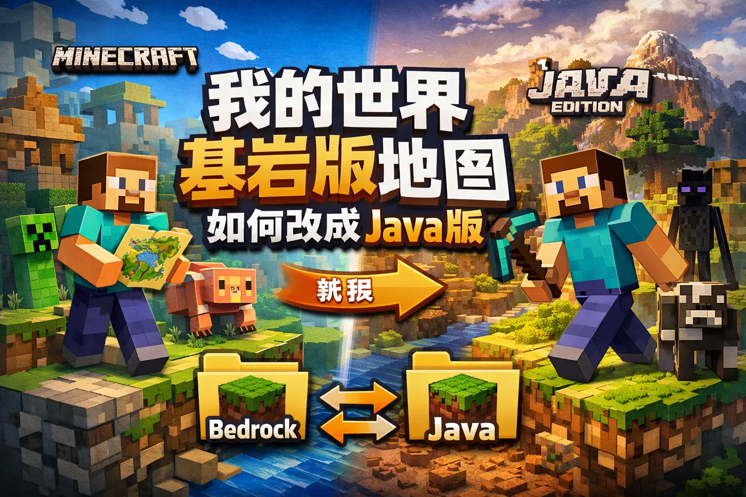 我的世界基岩版地图如何改成java版