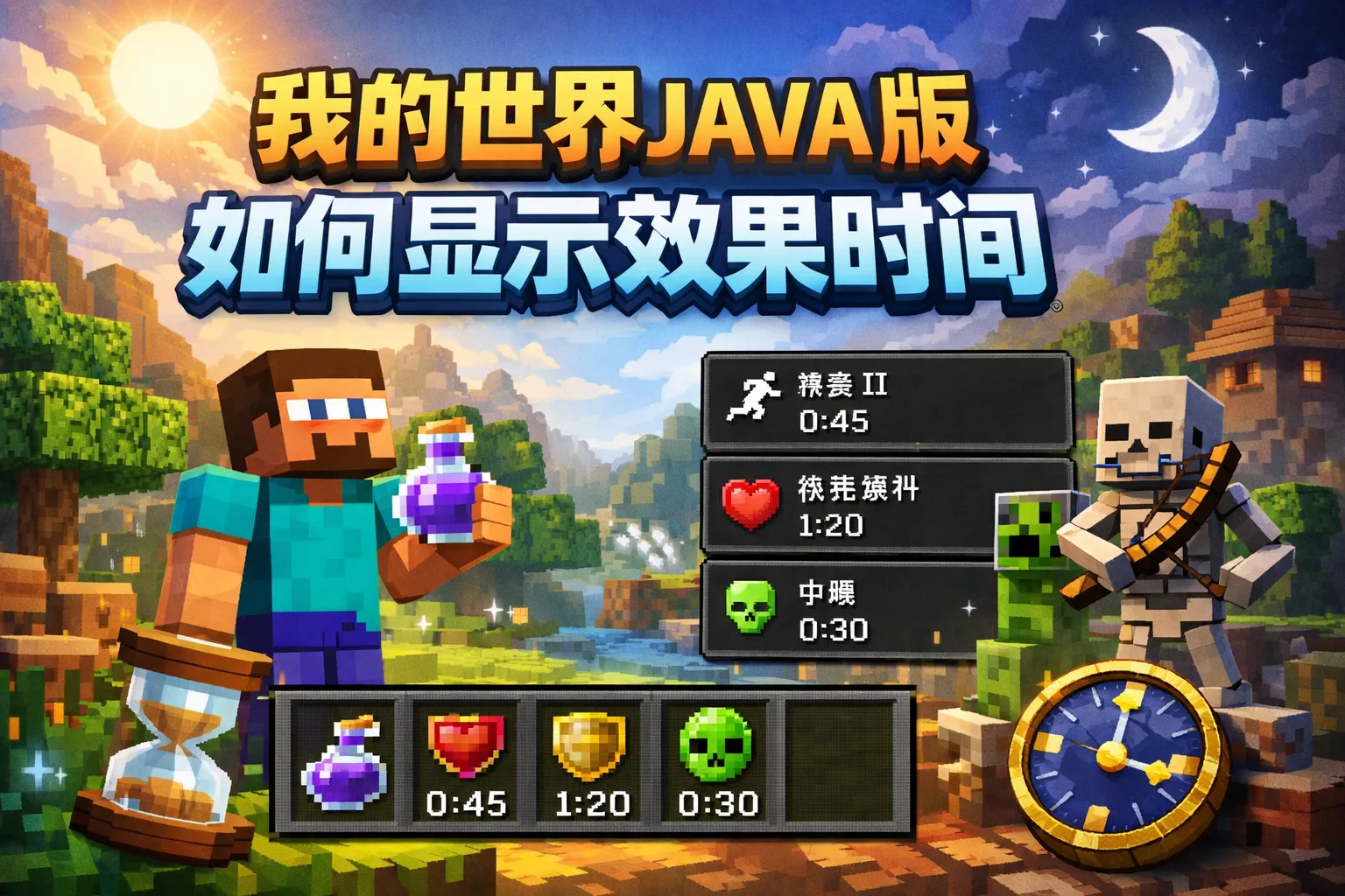 我的世界java版如何显示效果时间