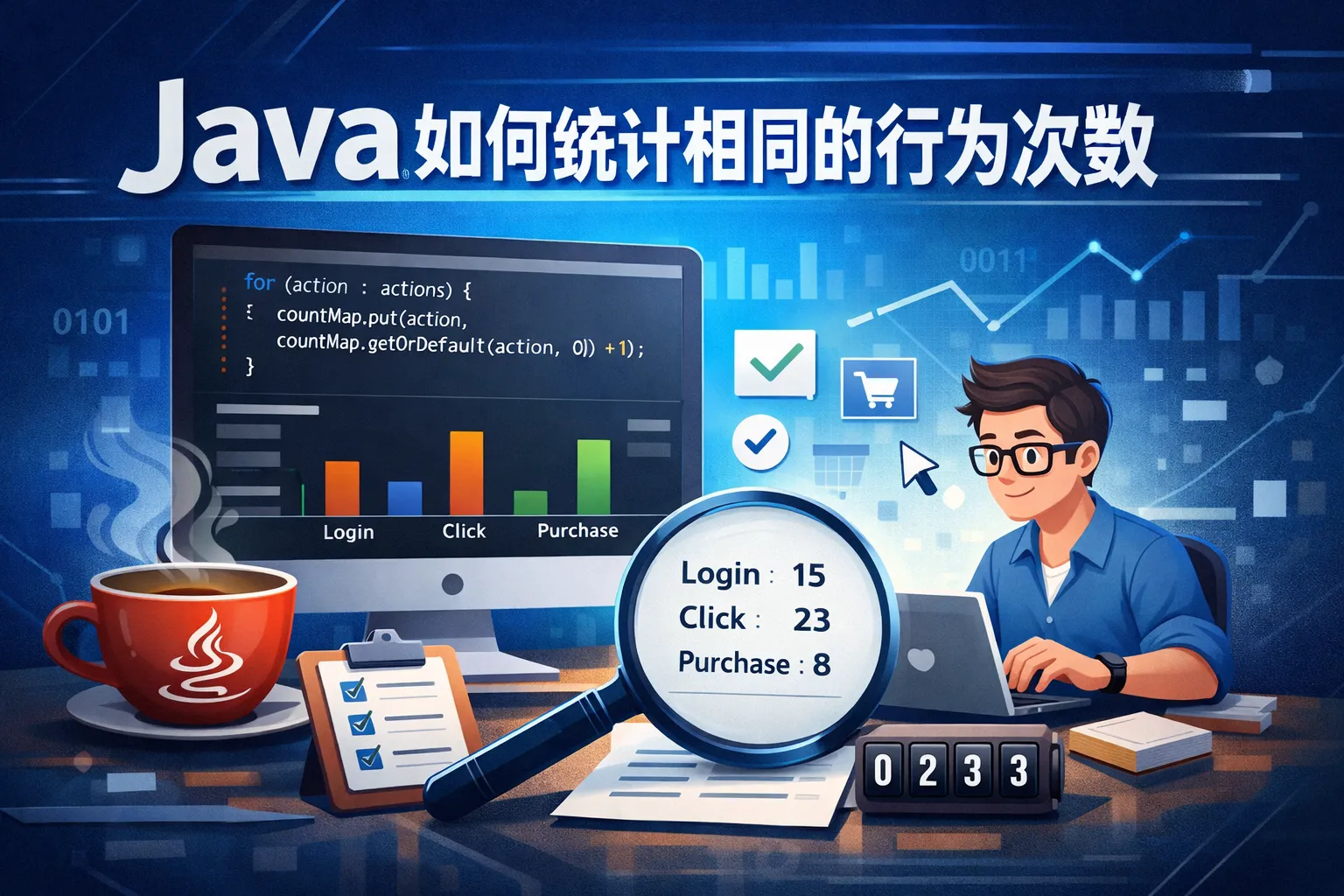 java如何统计相同的行为次数