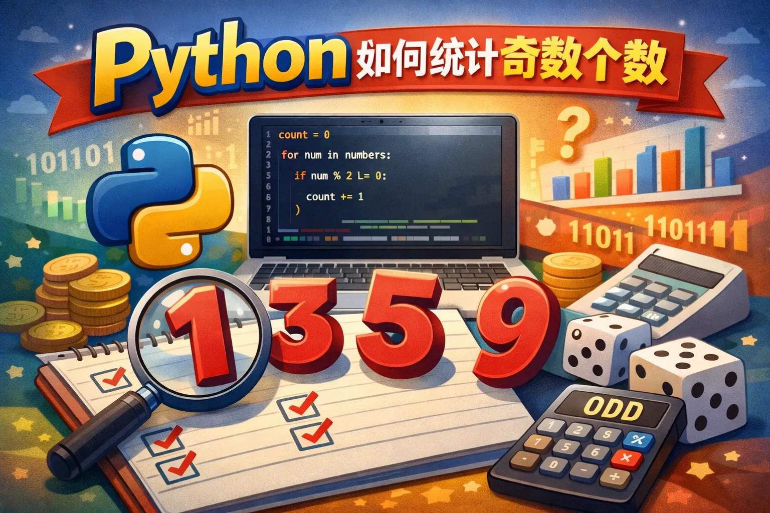 python如何统计奇数个数