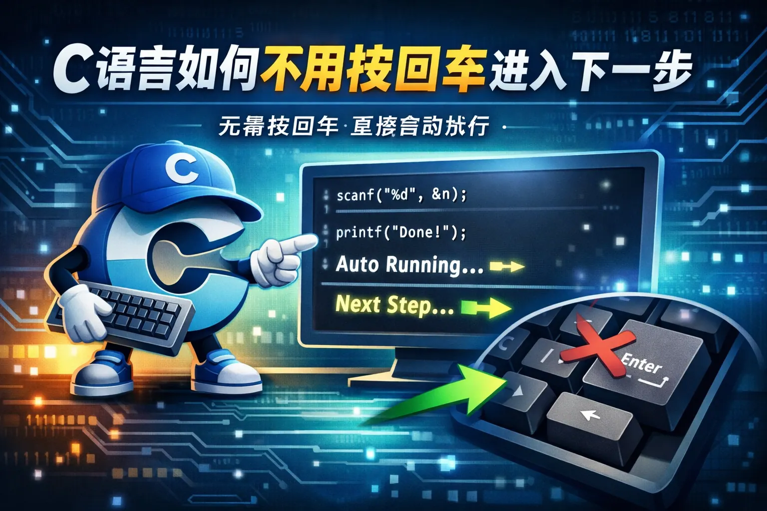 c语言如何不用按回车进入下一步