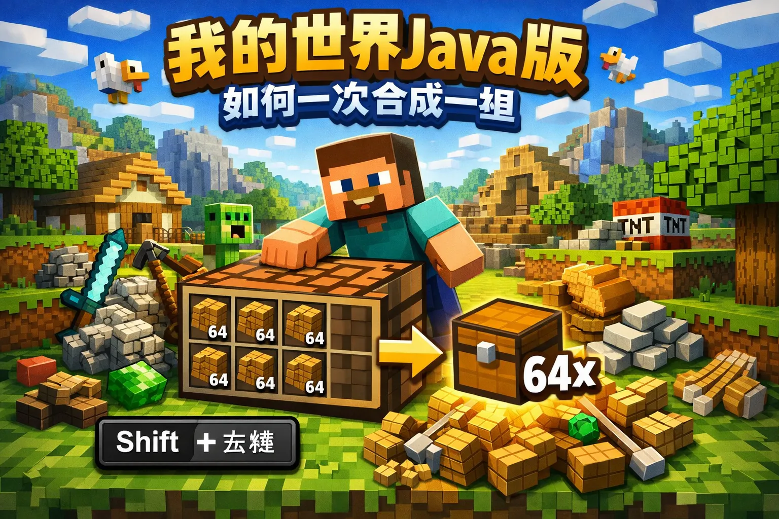 我的世界java版如何一次合成一组