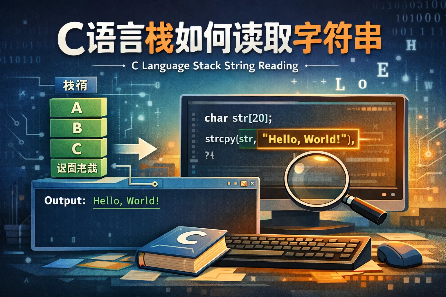 c语言栈如何读取字符串
