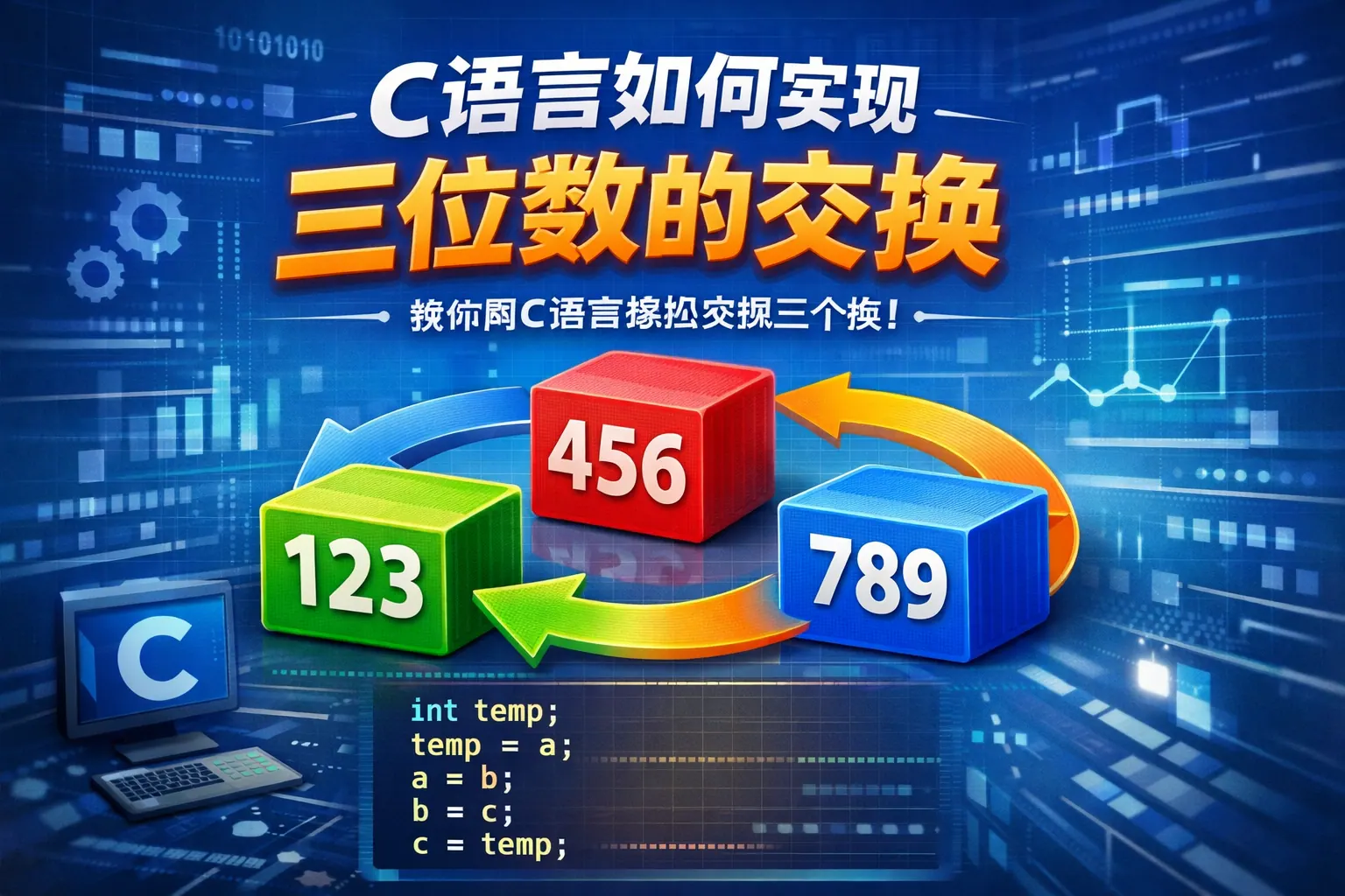 c语言如何实现三位数的交换