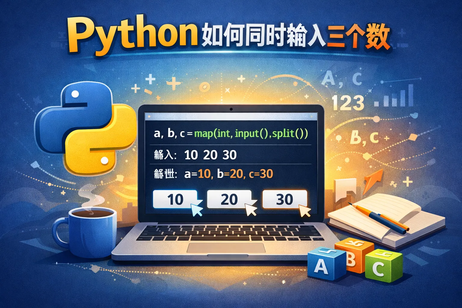 python如何同时输入三个数