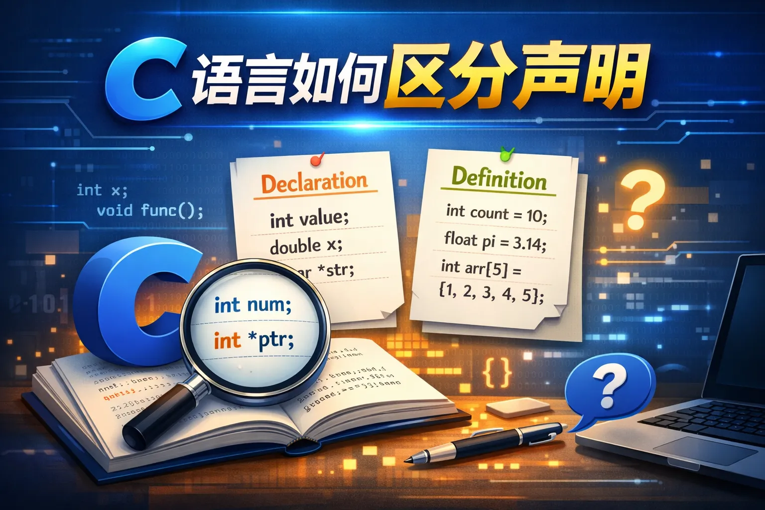 c语言如何区分声明