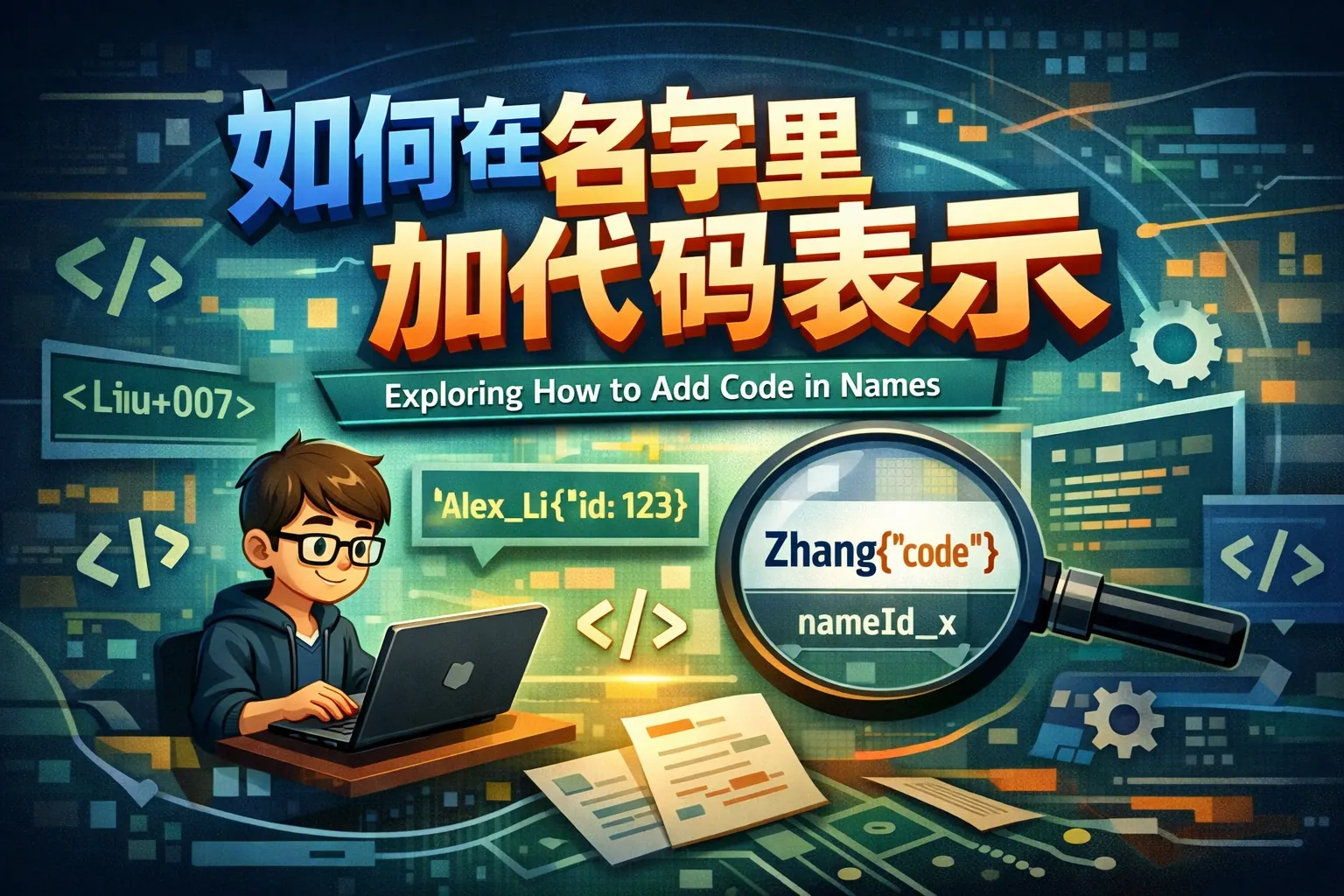 如何在名字里加代码表示