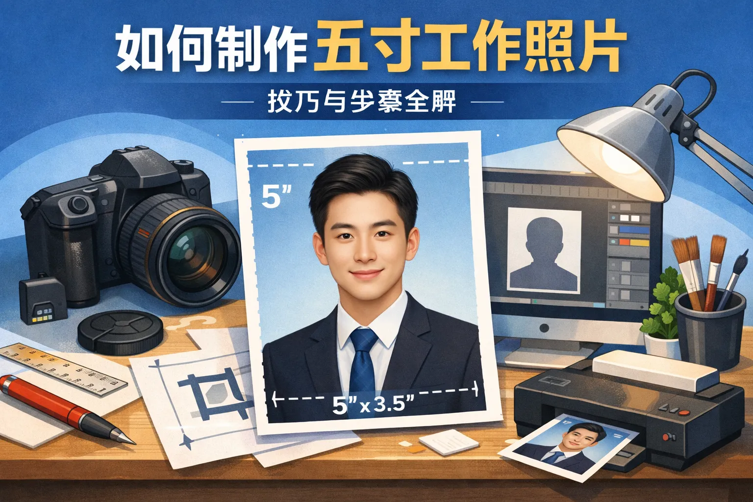 如何制作五寸工作照片