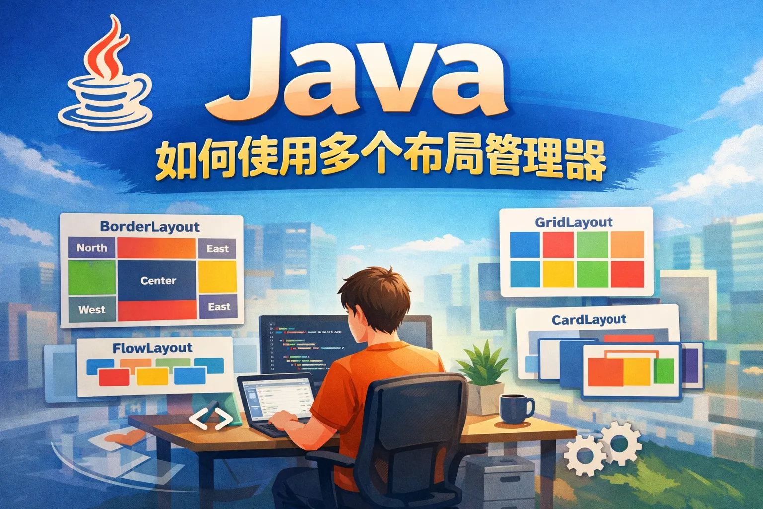 java如何使用多个布局管理器
